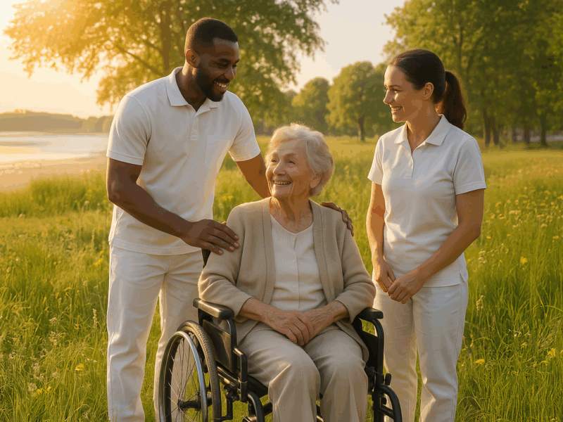 Person is Outside with Caretakers
